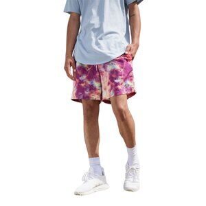 PacSun Happy Tie Dye 17" Swim Trunks Elastic Waist Purple Pink Size Medium NEW
